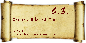 Okenka Bökény névjegykártya