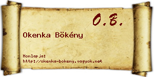 Okenka Bökény névjegykártya